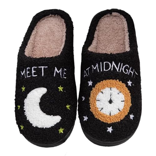 Meet Me at Midnight Slippers for Women Men Ladies Men's Comfortable Plush Home Slippers Slip On Non-slip Slippers