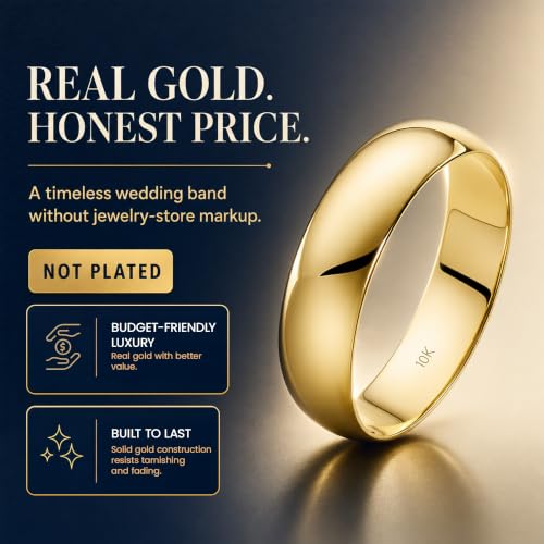 Image of Oxford Ivy Wedding Bands for Men 14K /10K Solid Gold 5mm Plain Classic Ring