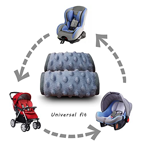 Dodo Nici Car Seat Strap Cover For Baby, Seat Belt Cover Cushion, Belt Pads Fit Baby Carrier/Pushchair/Stroller, Cozy Peace Dotted Minky, Solid Grey #TOP3