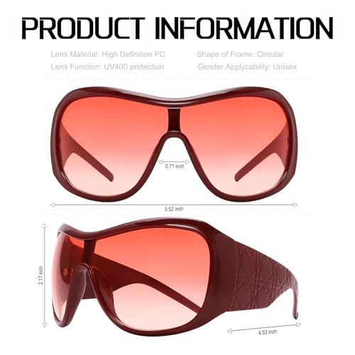 BOTEN Trendy Oversized Sunglasses For Women Men, Big Tinted Funky Wrap Around Sunglasses Apres Ski Shield Cool Shades3
