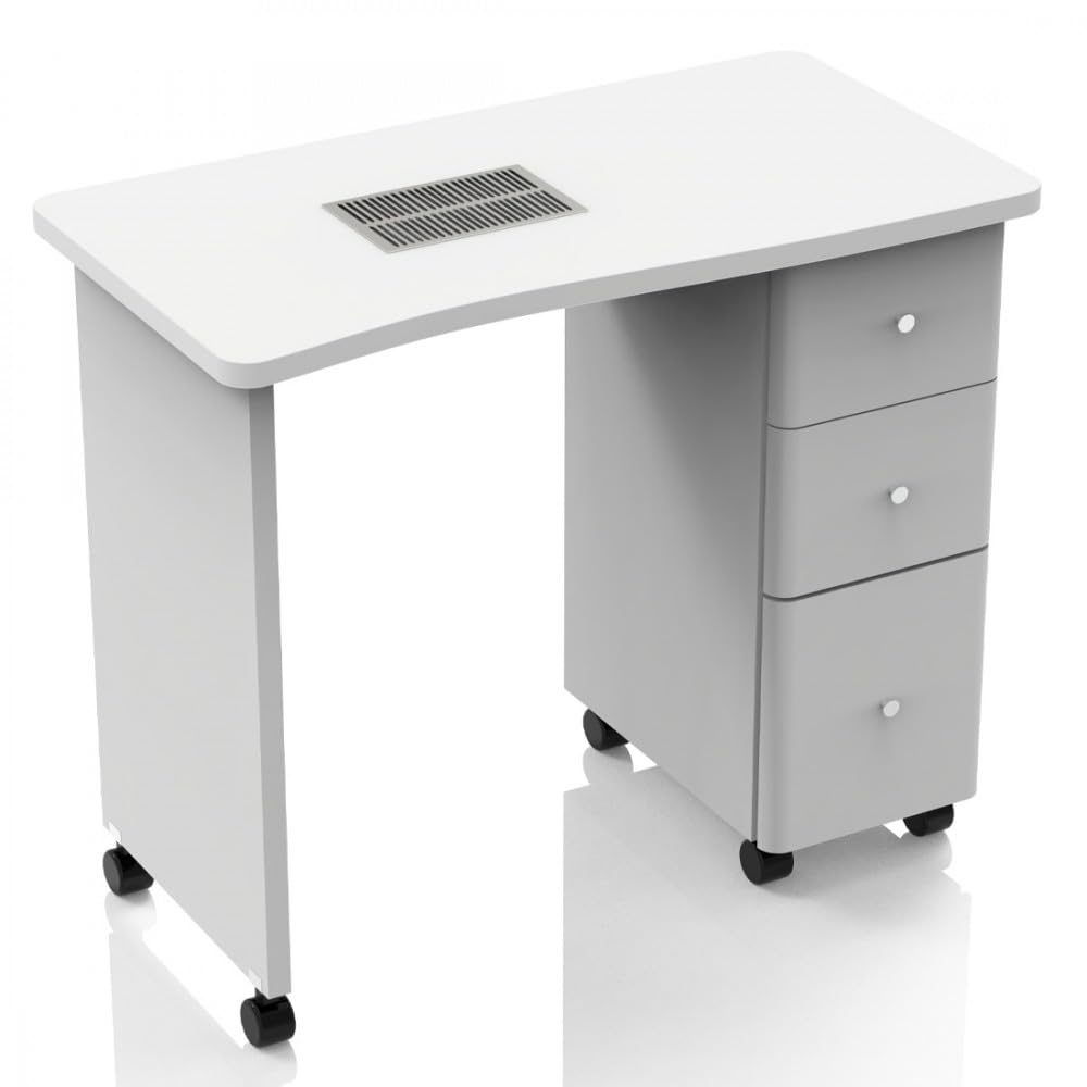 Tavolo per Ricostruzione Unghie con Aspiratore Polvere e Cuscino Poggiamani 91x41x76 cm