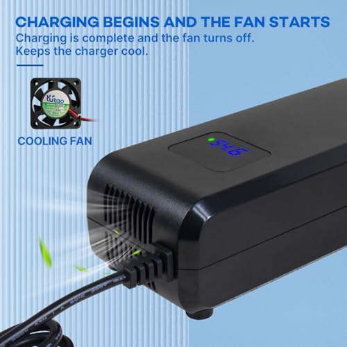YZPOWER 54.6V 4A Lithium Battery Charger for 48V 13s li-ion Battery 3Pin Male XLR Connector，Features HD Display of Current Charging Voltage，Multiple Safety Protections Auto Shutting Off by YZPOWER - Image 4