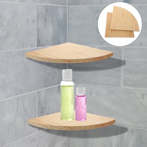 TEMPNAP 三角置物架 木製壁掛けラック 扇形収納棚 木材製 壁付け設置で省スペース インテリアに映える多機能コーナーシェルフ ホームやパー