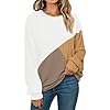 AUTOMET Womens Color Block Long Sleeve Top Crewneck Shirt 2024