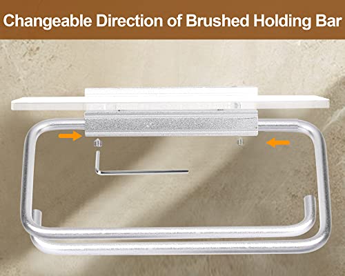 Self Adhesive Toilet Paper Holder With Shelf - Paper Towel Holder Wall Mount Bathroom Washroom Toilet Roll Holder Crystal Acrylic Medium Toilet Paper Storage Rack (Silver Toilet Paper Shelf) #TOP1