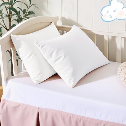 100% Cotton Soft Toddler Pillow Protectors with Invisible Zipper 13X18 Small Pillow Cases for Kids, 600 Thread Count Soft Pillow Cases, White Color 2-Pack