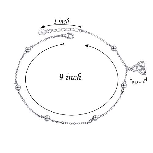 Image of FLYOW S925 Sterling Silver Anklet for Women Summer Boho Beach Charm Adjustable Foot Ankle Bracelet Jewelry Birthday Gift
