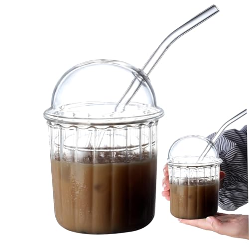 Verre à café glacé 450ml avec paille et couvercle étanche pour boisson maison