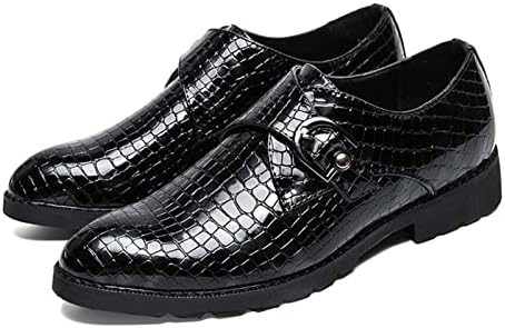 WEPINS Oxford schoenen voor heren, slip op krokodil, reliëf, Monk Strap van  PU-leer, niet slip, laag, robuust, outdoor, zwart. : Amazon.com.be: Mode