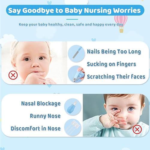 Baby Grooming Kit, 19 in 1 Baby Healthcare and Grooming Kit Newborn Nursery Health Care and Baby Nail Trimmer and Cleaner Essentials Set for Newborn Boys Girls (Blue) - Thumbnail 2