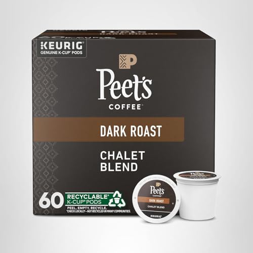 Peet's Coffee, Dark Roast Keurig K-Cup Pods, 100% Arabica Coffee - Chalet Blend 60 Count (1 Box of 60 K-Cup Pods)