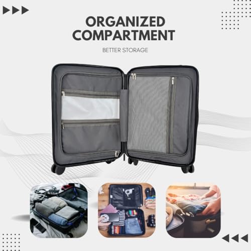 20-Inch Hardside Carry-On Luggage with Spinner Wheels – Airline Approved 22x14x9 Travel Suitcase with USB Port, Front Laptop Pocket & TSA Lock (Blue-Grey)4