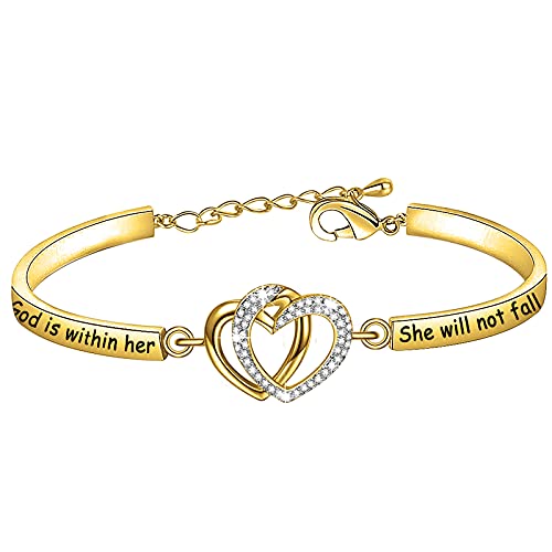 FAADBUK Christian Gift Christian bracelet Psalm 46:5 God is Within Her She Will Not Fall Jewelry Bracelet Religious Gift Jewelry