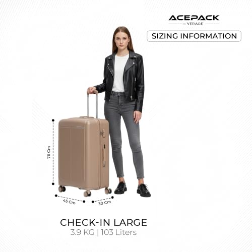 Image of ACEPACK by Verage Megatron Hard Side Polypropylene Luggage Large Check in 103L | Lightweight Unbreakable Suitcase Set with 360 Silent Spinner Wheels, Number Lock & Telescopic Handle