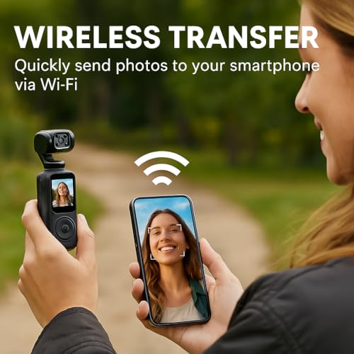 Acuvar Cámara de bolsillo 2K con estabilizador de cardán de 3 ejes, cámara de video para fotografía, cámara de bolsillo, cámara de vlogging de mano con WiFi, seguimiento facial de pantalla - imagen 7