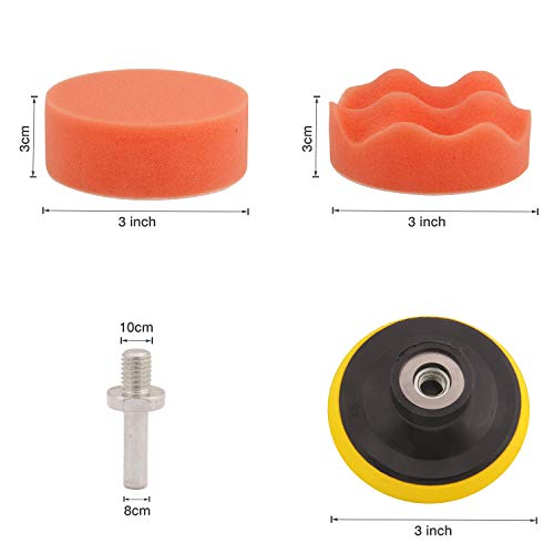 Makitoyo 3-inch Car Foam Drill Polishing Pad Kit for Car Sanding, Buffing, Polishing, Waxing, Sealing Glaze (18 Pads+2 Drill Adapters+2 Suction Cups), 22pieces 3-inch Buffing Pad Set - Thumbnail 2