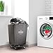 Seville Classics Large Commercial Heavy Duty Rolling Steel Frame Laundry Hamper Canvas Cart Bin, w/ Wheels for Hotel, Home, Closet, Bedroom (PATENTED), Gray, 18.1