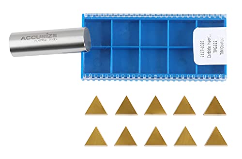 Accusize Industrial Tools Tpg322 Tin Coated Carbide Inserts, 10 Pcs/Box, 2127-1028X10 #TOP3