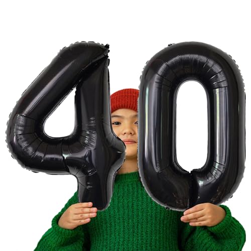 Image of SINBEE Black 40inch Reusable Mylar Foil Balloon, 1pcs Number 4 Balloon for Birthday, Anniversary, Party Decorations Supplies
