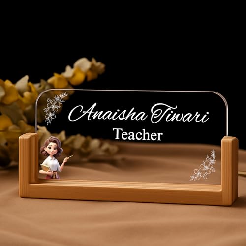 Image of Designation, Personalised LED Name Gifts, 3D Illusion Lamp Gift for Doctor,Teacher Office Laser Cut Material Acrylic Transparent (Teacher Table Lamp)