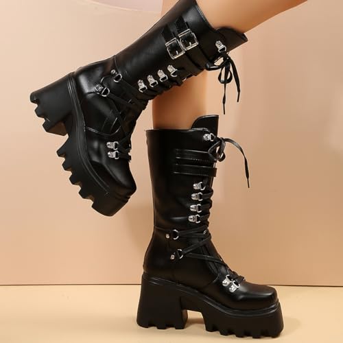 Image of Ulalaza Women Mary Jane Dress Pumps Lolita Shoes Cute Platform Gothic Double Ankle Strap Round Toe Chunky Heel Uniform Pumps Shoes Perfect for School Party Business Work Dance Date Night Club