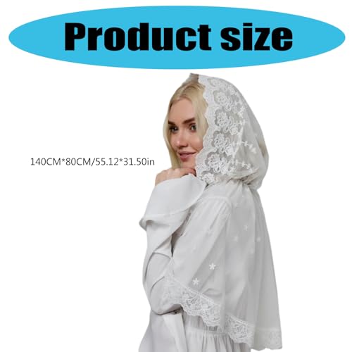 Embroidery Lace Mantilla Veils for Catholic Mass Headcover Prayer Turban Veils Spanish Headscarf for Formal Event4