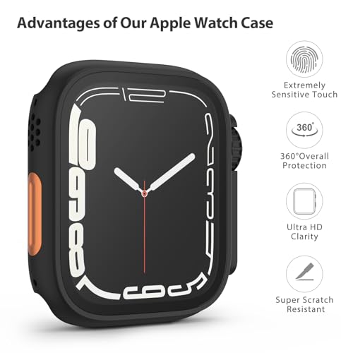 Image of Tobfit 2 Pack Tough PC Case for Apple Watch Series 9 /8 /7 45mm Change to Ultra 49mm Cover[Looks Like Ultra], Apple Watch Case with Screen Protector for iWatch Series 9, 8 and 7 (45mm)