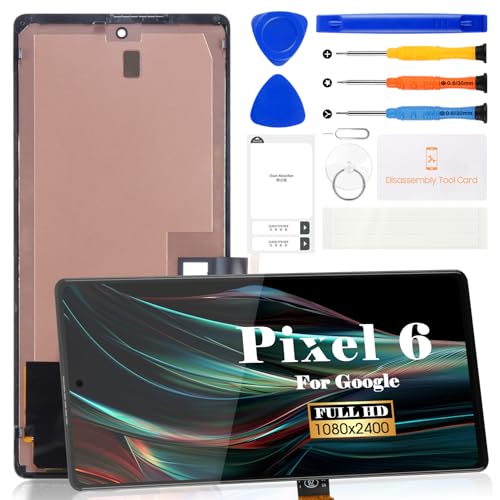 OLED for Google Pixel 6 Screen Replacement for Google Pixel 6 LCD Digitizer for Google Pixel 6 Touch Screen Display Assembly Repair Kits with Frame GB7N6 G9S9B16 (with Fingerprint Not Original)