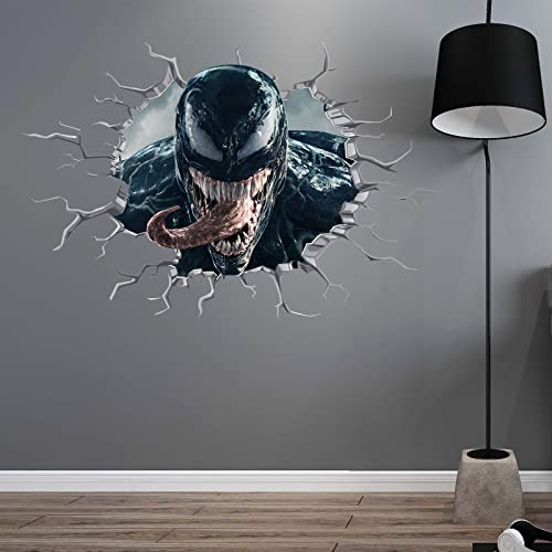 Cpszship Venom Wall Decal 3D Marvel Comics Superhero Venom Wall Sticker, Self-Adhesive Vinyl Mural For Boys Room Kids Bedroom Living Room Playroom Wall Decor(15.7 X 23.6 In） #TOP5