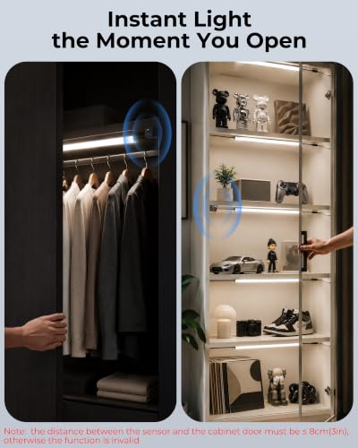 Image of ASOKO Linkable LED Under Cabinet Lights, Motion Sensor Light Bars for Kitchen, Plug-in Under Counter Closet Lighting, Expandable Seamless Countertop Glow, Dimmable Magnetic No-Drill DIY Setup, 6-Pack