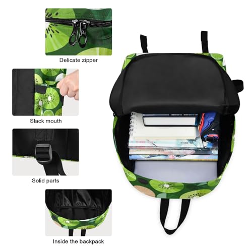 Cartoon Kiwi Print Backpack Set with Lunch Bag, Large Capacity Travel Backpacks and Lunch Box Insulated for Commute Hiking Picnic3