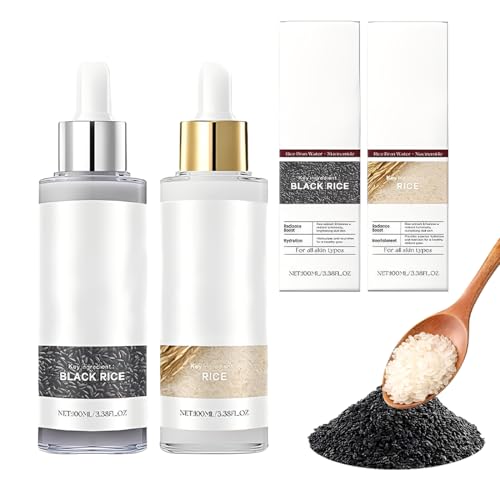 CWED Peel Shot Glow Vial de arroz Duo, Ampolla facial Peel Rice Peeling, arroz blanco y negro como exfoliante, apertura de poros, peeling delicado, eliminación de puntos negros (2PCS 100ML)