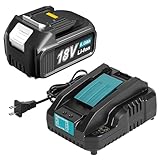 Gakkiti 互換 マキタ 18v バッテリー マキタ 充電器 2点セット BL1860B バッテリー 6.0Ah大容量 残量表示LEDランプ 電動工具用電池 DC18RC 充電器 充電完了メロディ付 連続充電 壁掛け可能 作業用 現場用 BL1830 BL1850 BL1860など対応 PSE認証済