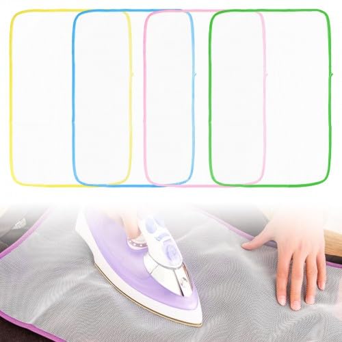 Dokeno 4 Pezzi Panno per Stirare, 40 * 60cm Panno da Stiro a Rete Resistente al Calore Tappetino da Stiro Resistente al Calore per Evitare Danni da Stiratura e lucentezza agli Indumenti Vestiti