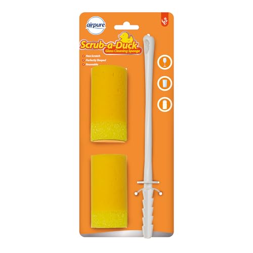 Image of airpure Scrub-a-Duck Glass Cleaning Sponge | Non Scratch | Perfectly Shaped | Reuseable, Variety, One Size