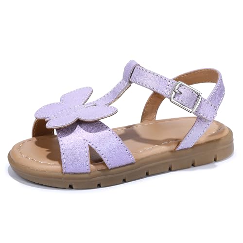 Summer Girls' Princess Sandals - Lavender Butterfly Decor, Soft