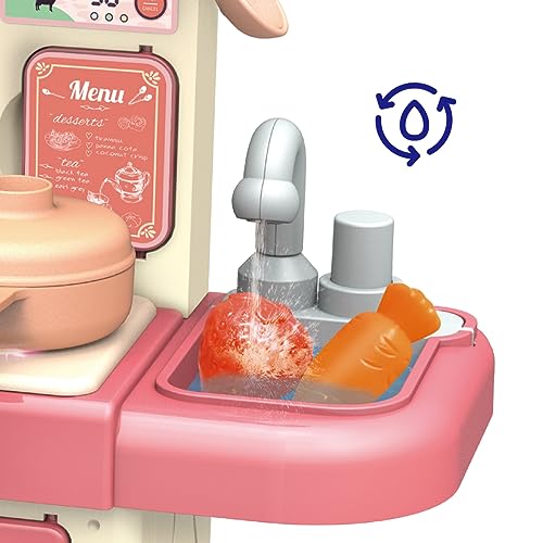 Replay Kids Cozinha Bancada Infantil Forno e Fogão Completa Brinquedo Com Acessórios, Som, Luz, Fuma