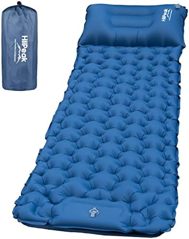 HiiPeak Sleeping Pad for Camping- Ultralight Inflatable Sleeping Mat with Built-in Foot Pump, Upgraded Durable Compact Camping Air Mattress for Camping, Backpacking, Hiking, Tent Trap Traveling