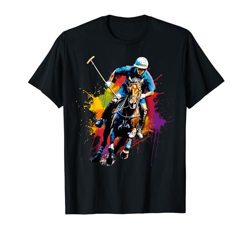 Colorful Polo Player Boy On Mens Polo (Equestrian) T-Shirt cover