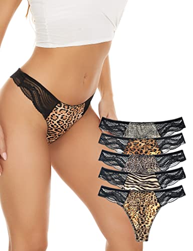 Women's Lace Thongs For Women Thong Underwear Lace Thong Panties T Back Low Waist Sexy Lace Thongs For Women Pack Of 5 #TOP28