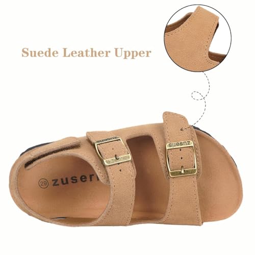 Image of ZUSERIS Kids Toddler Sandals Boys Girls Cork Footbed Sandal Comfort Double Buckle Slip On Slippers with Adjustable Back Strap