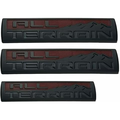 3pcs All Terrain Emblems 3D Badge Door Tailgate Replacement for 2014-2018 GMC Sierra (Red Black) Cover