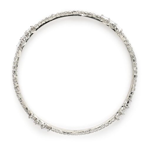 Image of ZENEME Jewelry Rhodium Plated Brass Silver Toned Set Of 4 American Diamond Gold Plated Bangles For Women and Girls