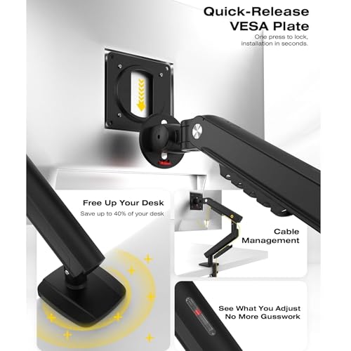 Image of Gadget Wagon 13-17 inch Laptop Desk Stand Spring Arm 360 Degree with Swivel and Tilt, Height Adjustable | Grommet & Clamp Installation 9 Kgs Load Capacity