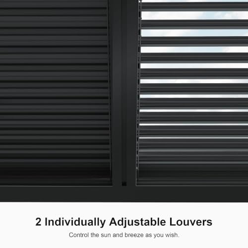 Image of PURPLE LEAF Louvered Pergola 12' x 14' 94AS All-Aluminum Rustproof Gray