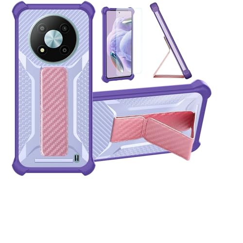 bojioderf Funda para Zte Voyage 41s Funda Carcasa Case Cover [con Protector de Pantalla de Cristal Templado] Híbrida [Soporte Plegable Magnético] [Esmerilado antihuellas] Púrpura