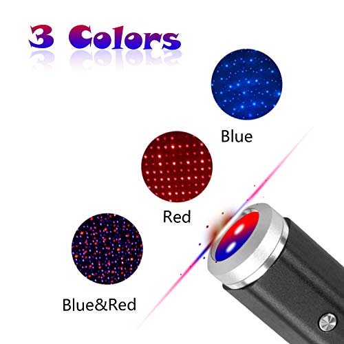 Usb Star Projection Night Light, 3 Colors-7 Lighting Modes, Aevdor Auto Roof Star Lights, Portable Adjustable Romantic Star Light Decor For Bedroom Party Car Interior Ceiling, Plug And Play (Blue&Red) #TOP1