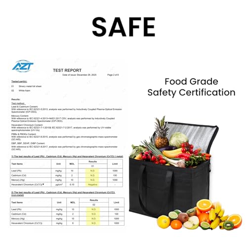 Image of NZ home Insulated Bags for Food Delivery (3XL) Grocery Shopping Cooler Bag, Pizza Delivery, Hot & Cold Catering Tote, Reusable, Foldable & Heavy Duty (Red)