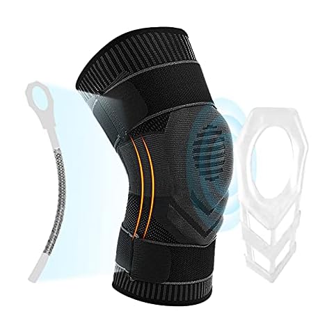 GIRYES Knee Brace for Men and Women, Compressed Knee Support Sleeves with Patella Gel Pads and Side Stabiliser for Running, Arthritis, ACL, Muscle Injury Recovery,Joint Pain Relief (Grey-L) Cover