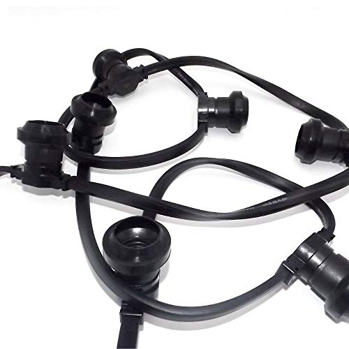 FBright Guirnalda de Exterior 25 Portalámparas con Cable de Goma E27, Negro, Longitud 10 m Cover